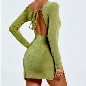 Open back green mini dress